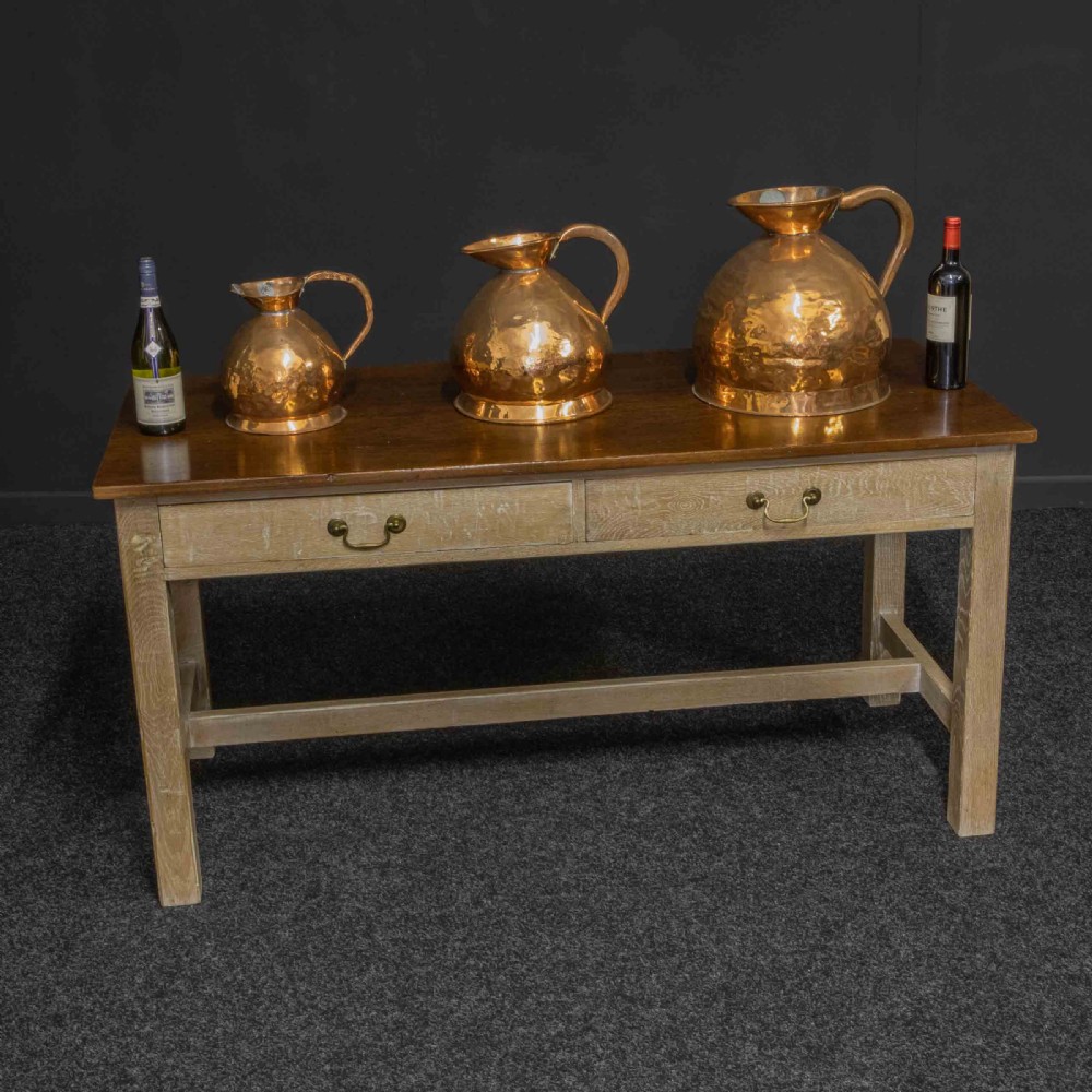 Set of Three Victorian Copper Harvest Flagons View II