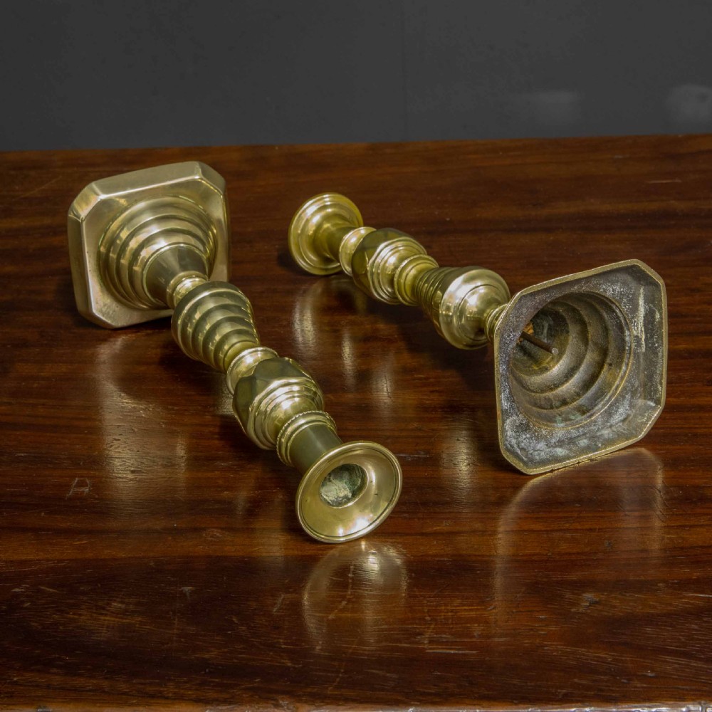 Victorian Brass Candlesticks View II