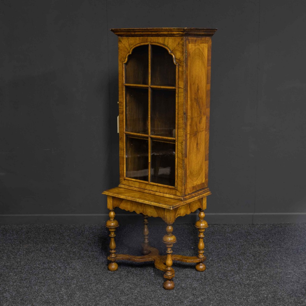 William and Mary Style Walnut Display Cabinet