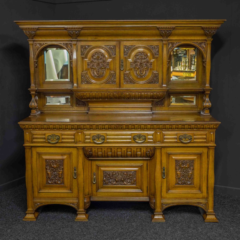 Edwardian Oak Sideboard by J. Cambell & Co Cabinet Makers Glasgow