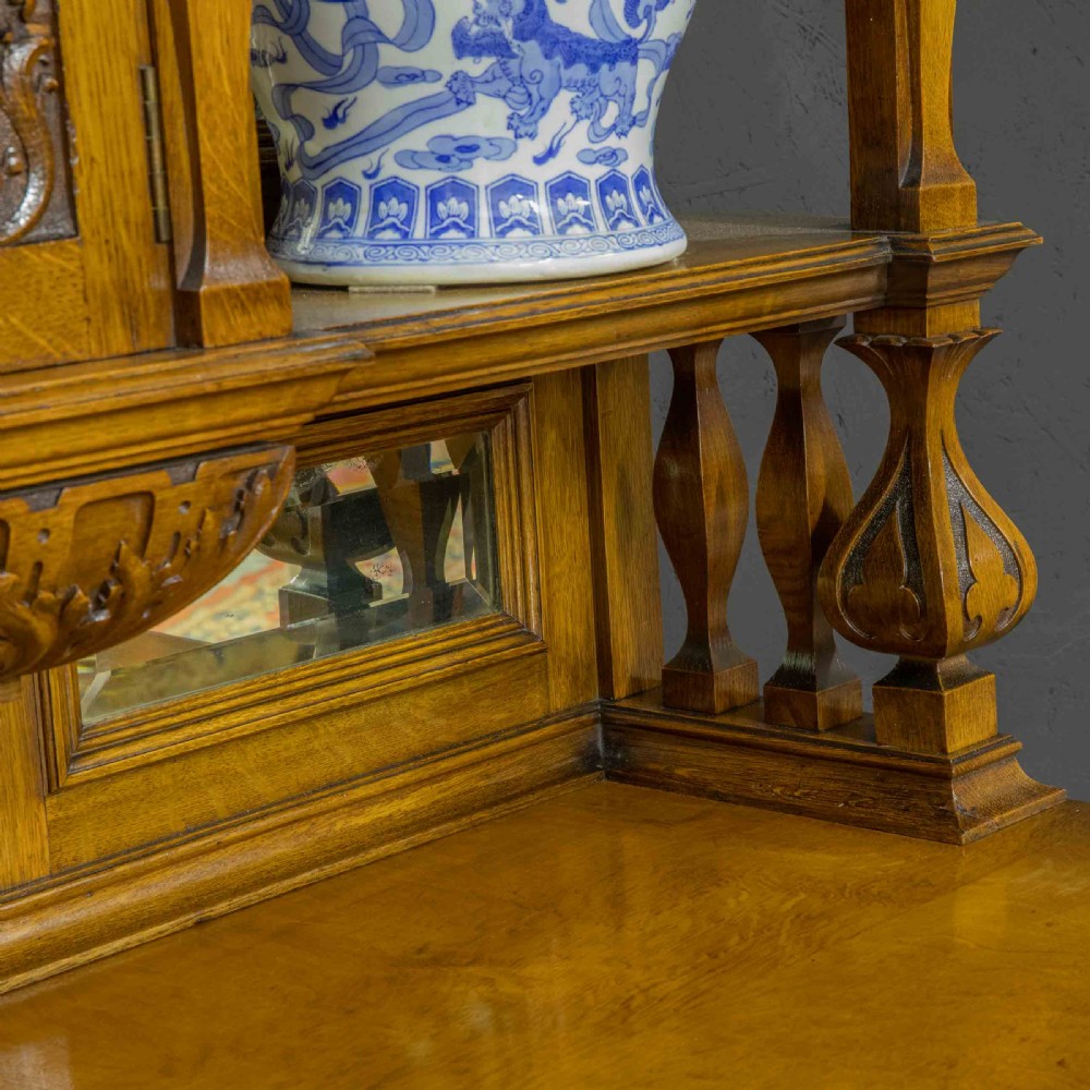 Edwardian Oak Sideboard by J. Cambell & Co Cabinet Makers Glasgow View X