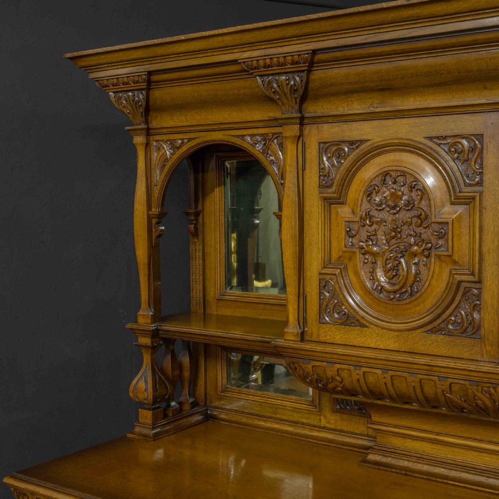Edwardian Oak Sideboard by J. Cambell & Co Cabinet Makers Glasgow View XIV