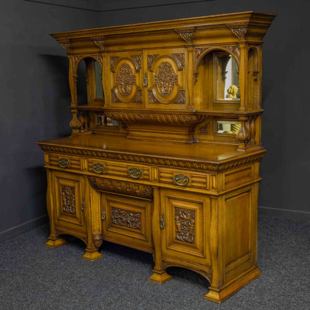 Edwardian Oak Sideboard by J. Cambell & Co Cabinet Makers Glasgow View XVI