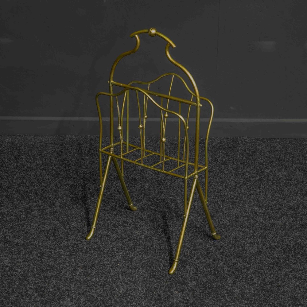 Edwardian Brass Magazine Rack View II