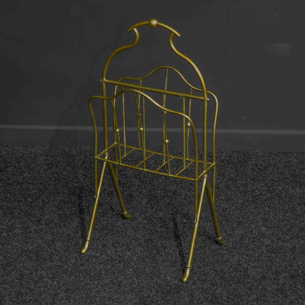 Edwardian Brass Magazine Rack View IV