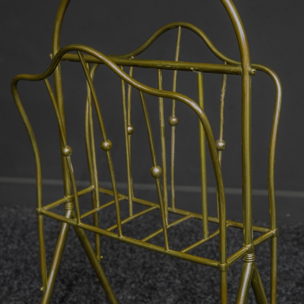 Edwardian Brass Magazine Rack View VI