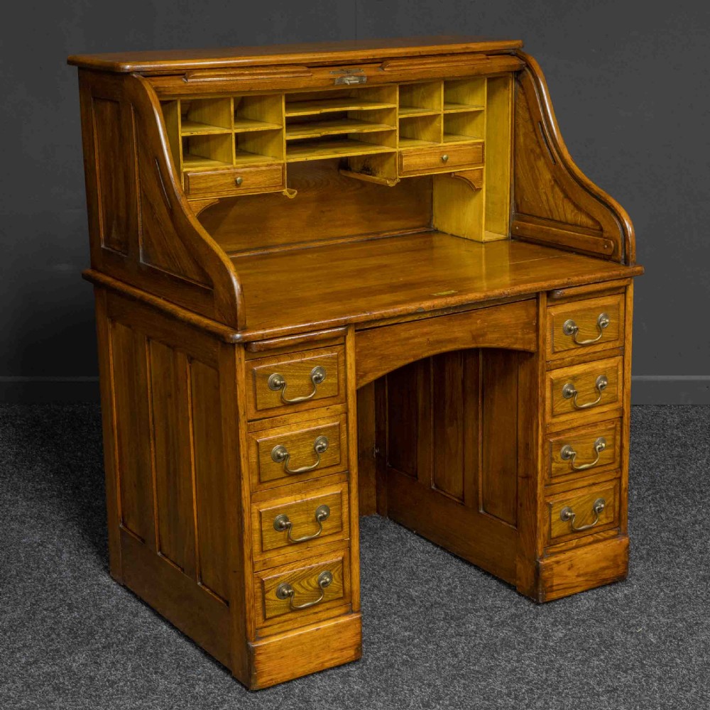 Walnut Roll Top Desk