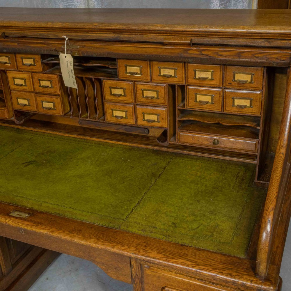 Edwardian Oak Roll Top Desk View VII