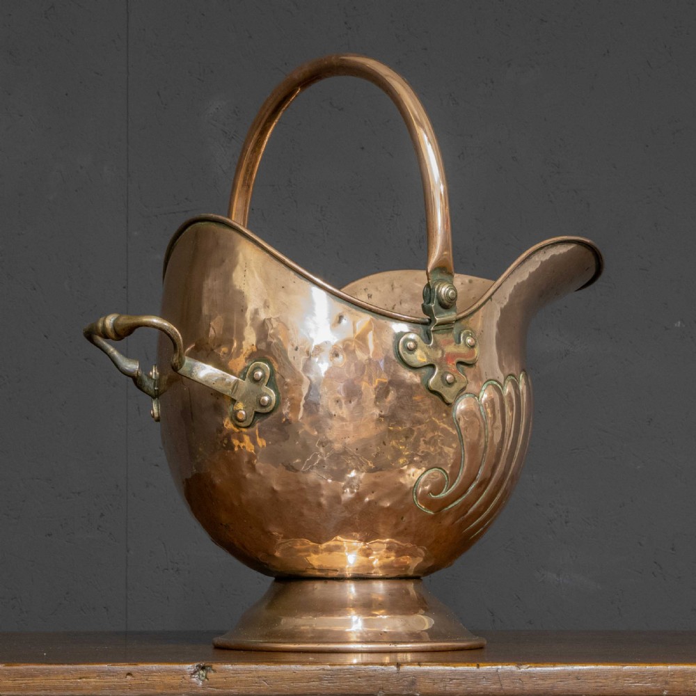Victorian Copper Coal Helmet View II