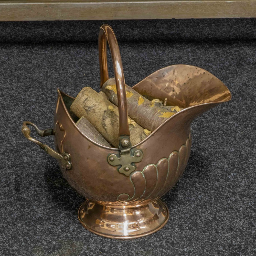 Victorian Copper Coal Helmet View V