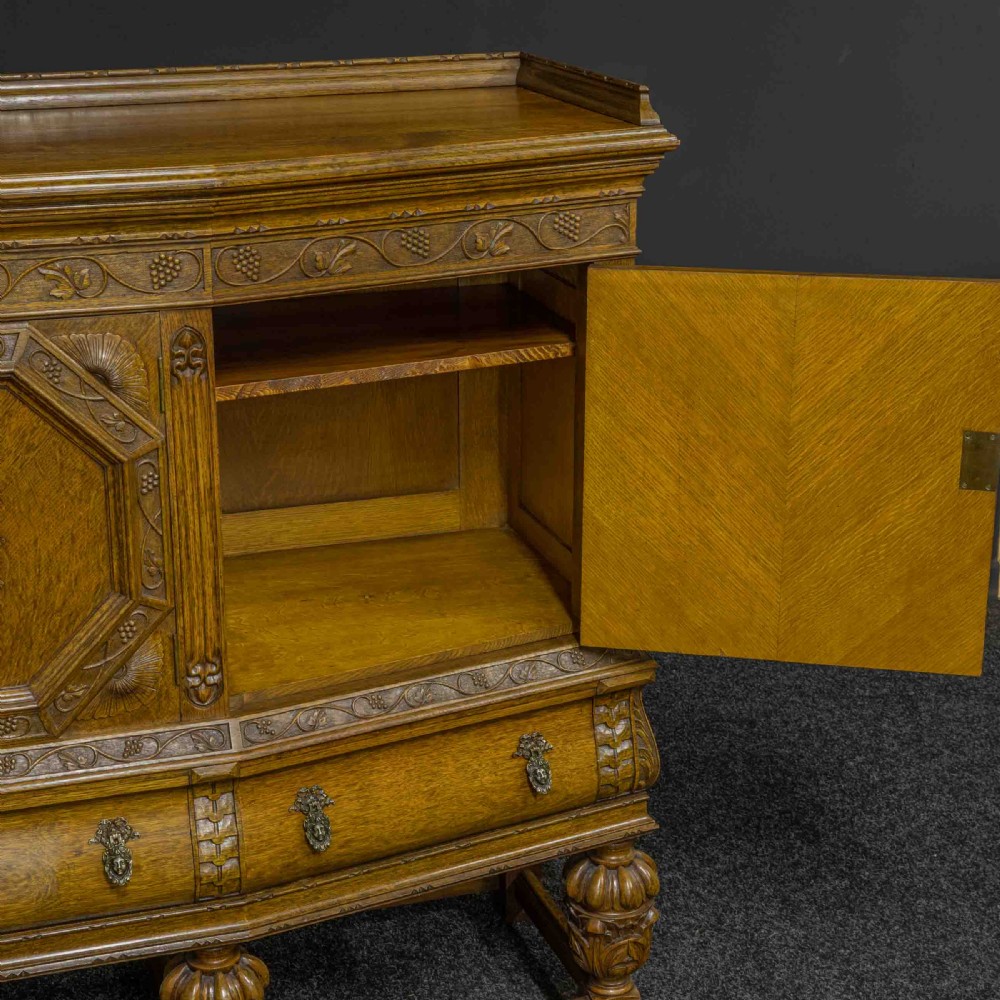 Carved Oak Side Cupboard View II