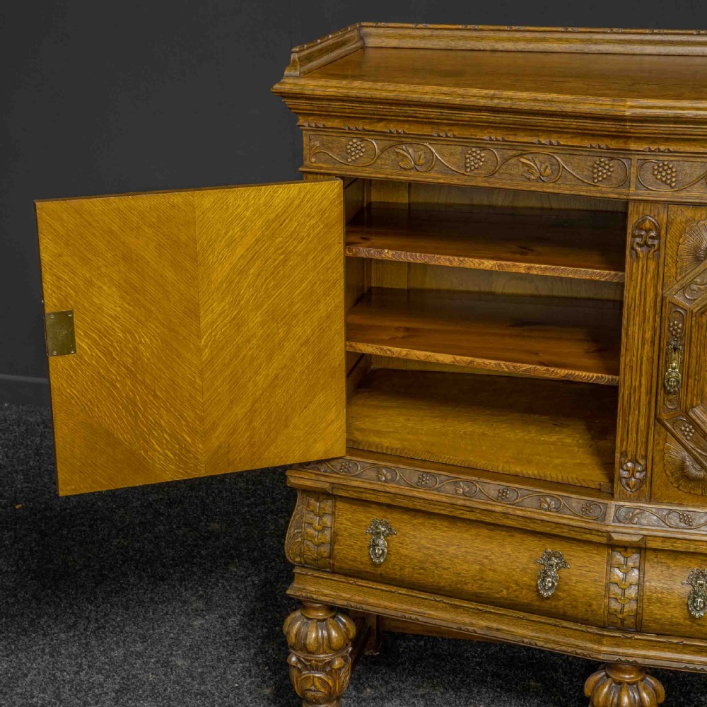 Carved Oak Side Cupboard View III