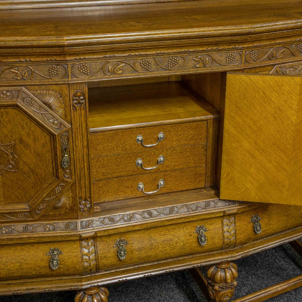 Carved Oak Side Cupboard View V