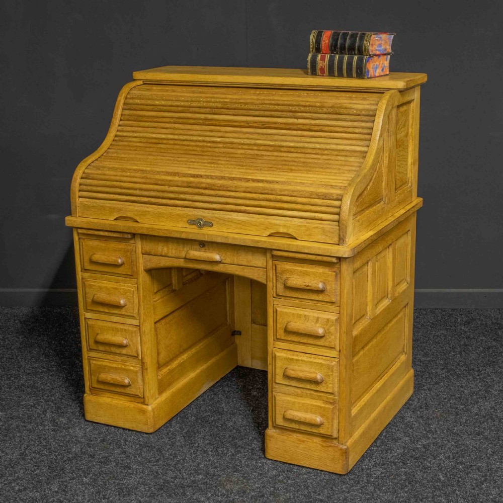 Small Oak Roll Top Desk View II