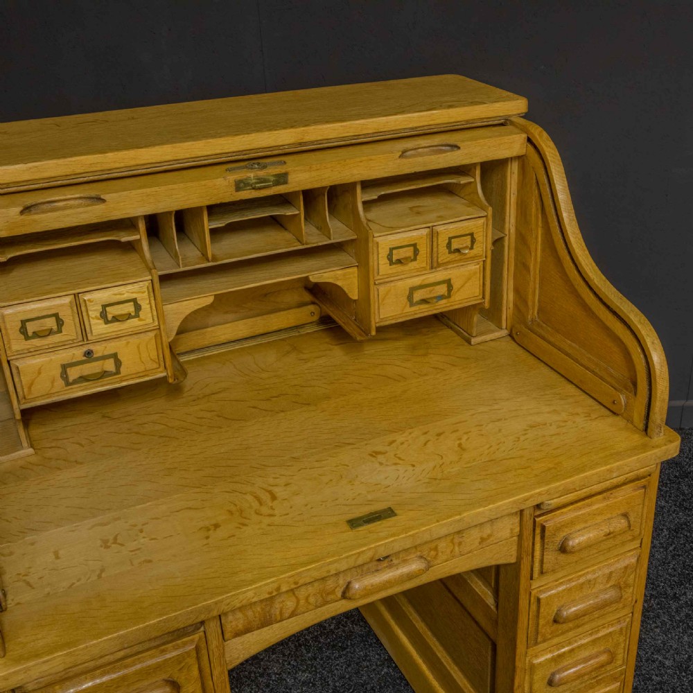 Small Oak Roll Top Desk View V
