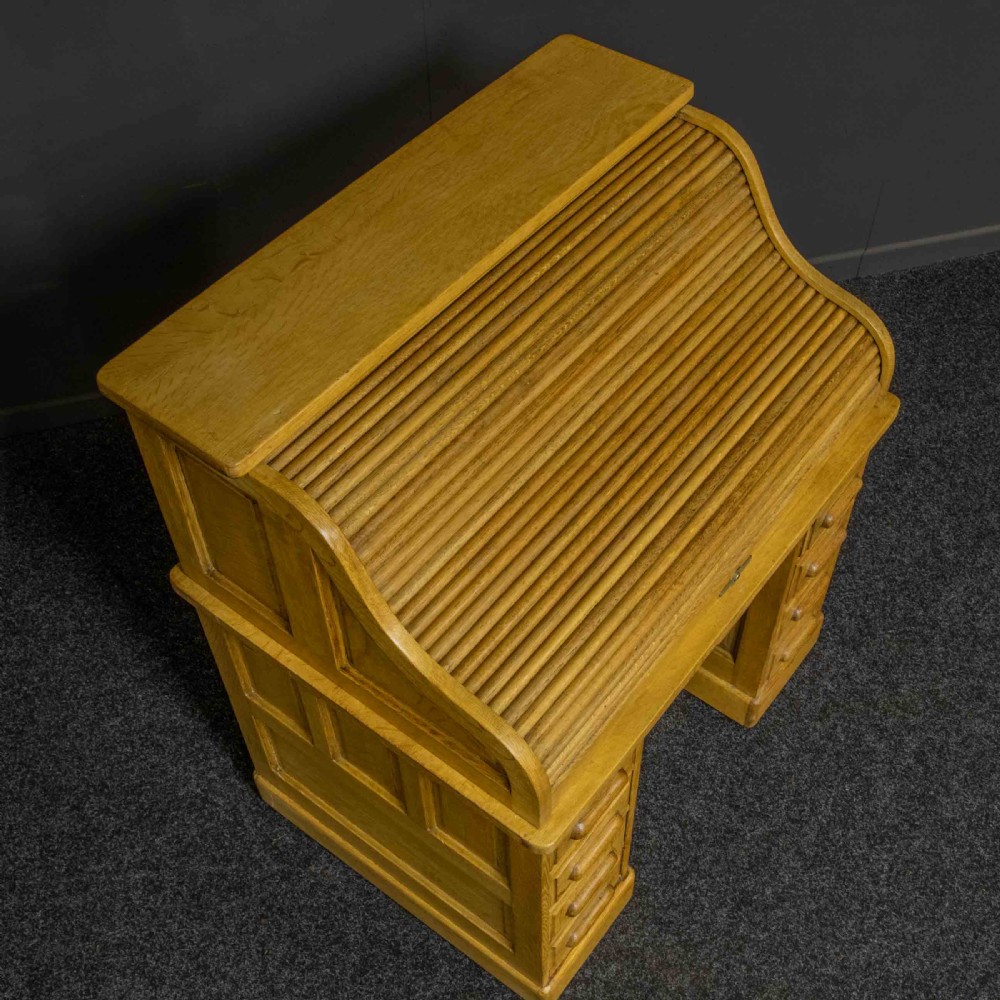 Small Oak Roll Top Desk View VII