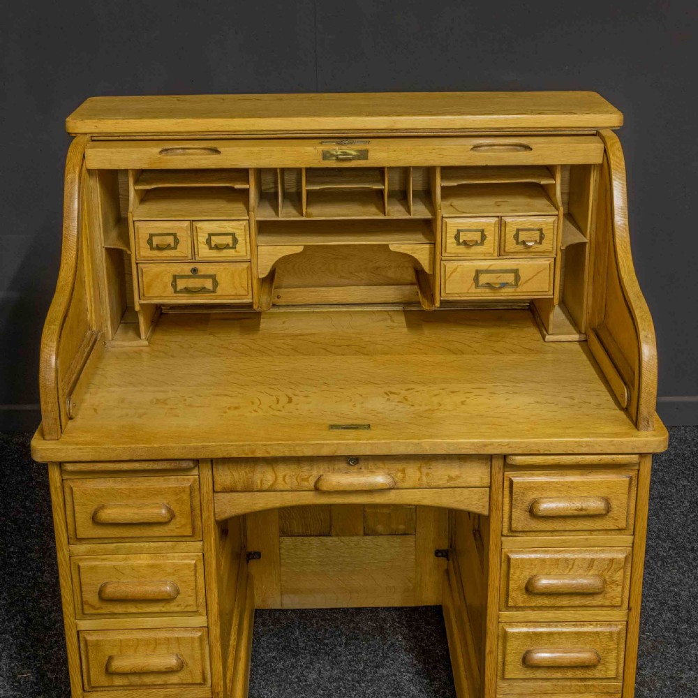 Small Oak Roll Top Desk View IX
