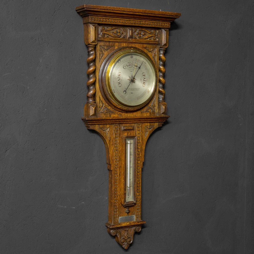 Oak Aneroid Barometer View III