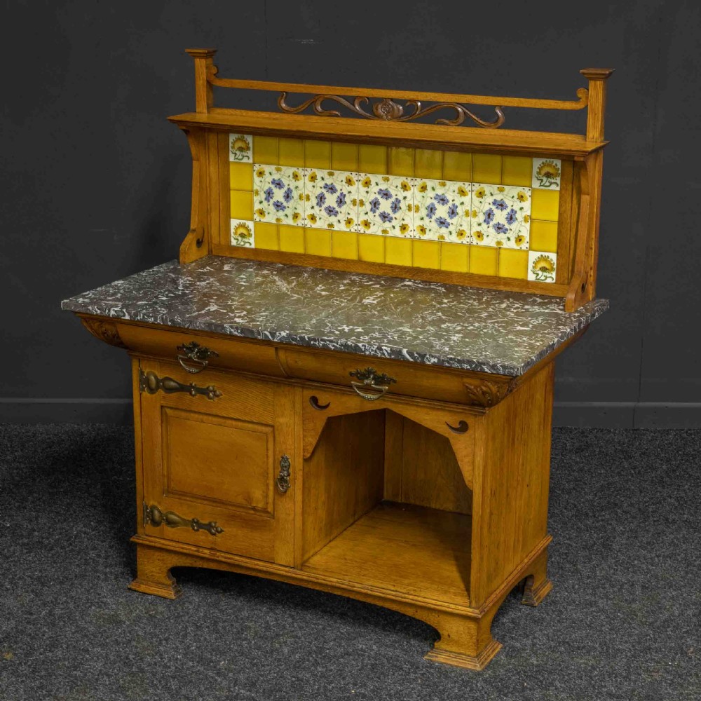 Arts and Crafts Oak Washstand View XI