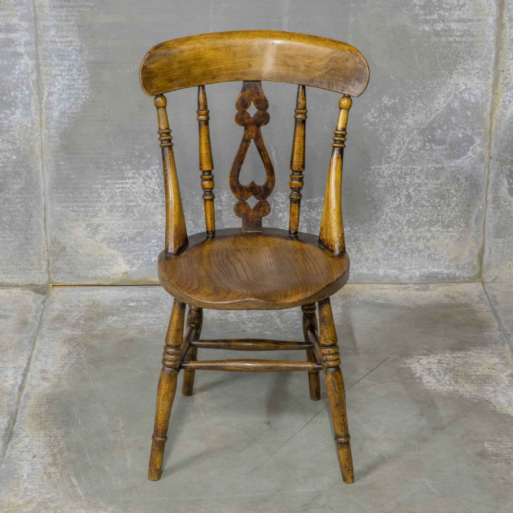 Set of Four Victorian Elm and Beech Kitchen Chairs View III