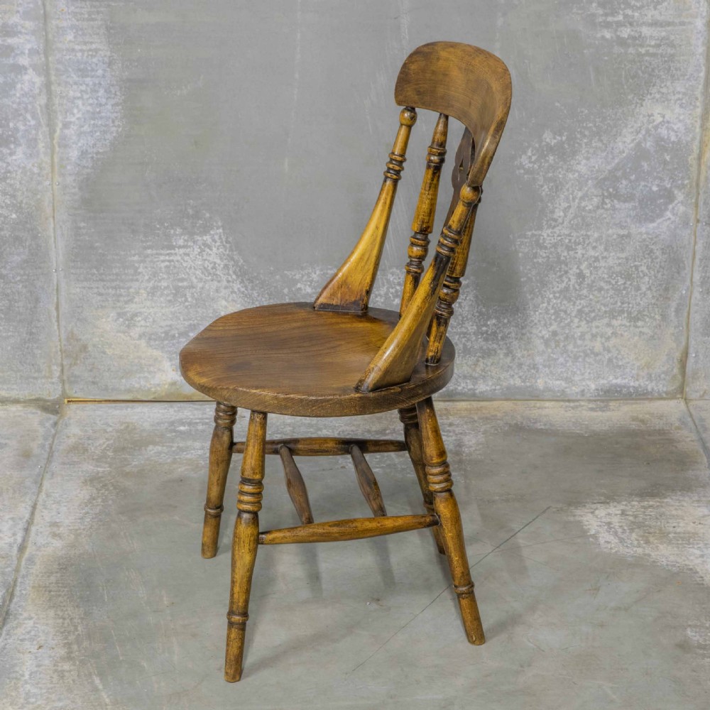 Set of Four Victorian Elm and Beech Kitchen Chairs View V