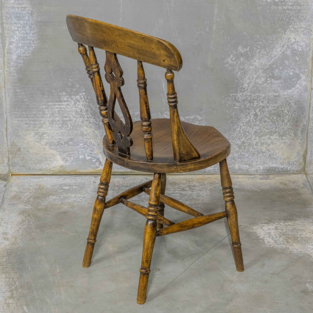 Set of Four Victorian Elm and Beech Kitchen Chairs View VI