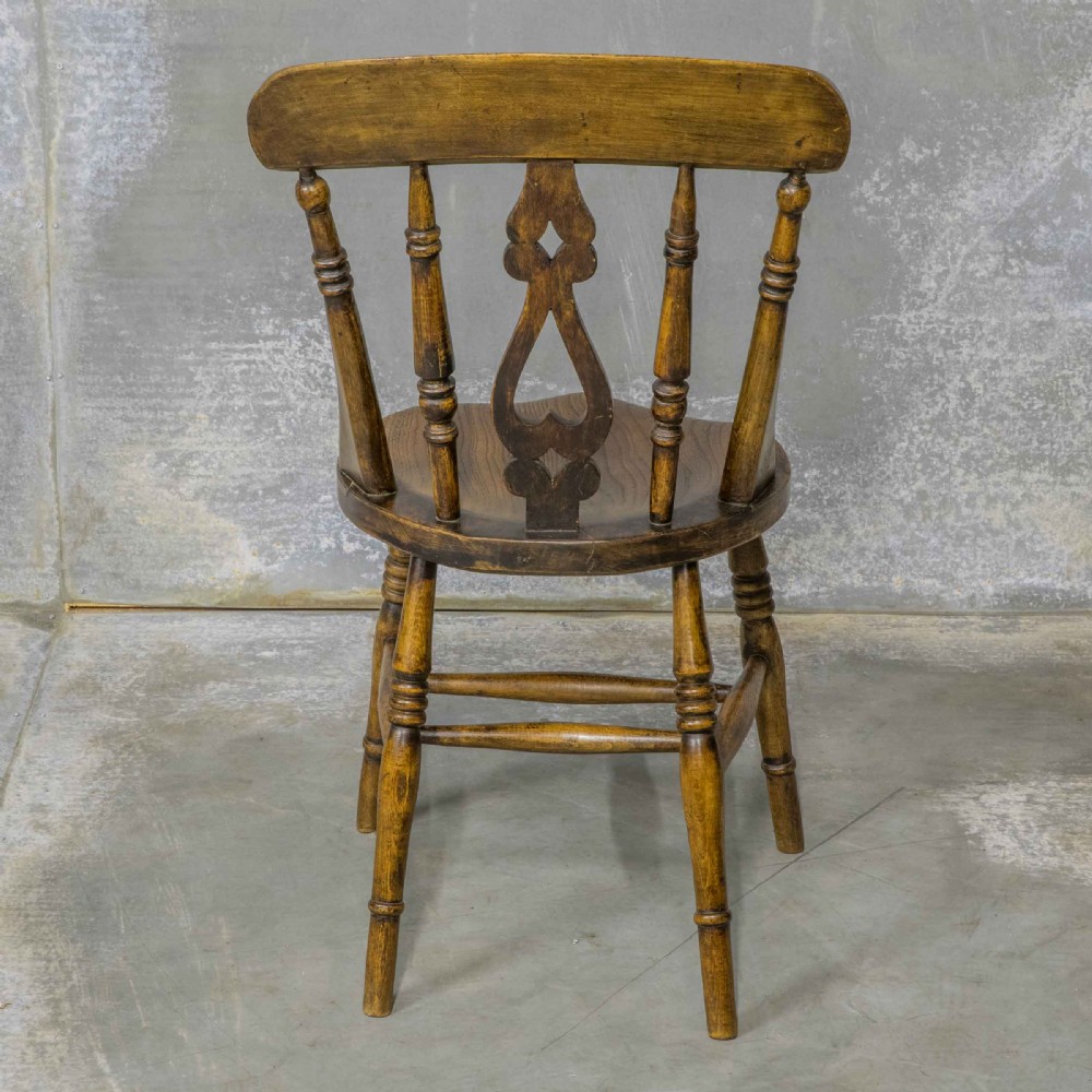Set of Four Victorian Elm and Beech Kitchen Chairs View VII