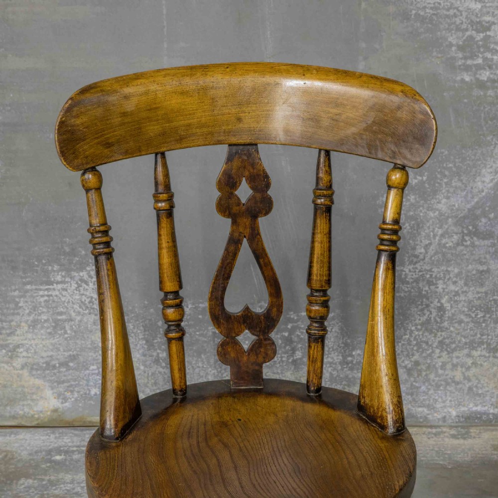 Set of Four Victorian Elm and Beech Kitchen Chairs View IX