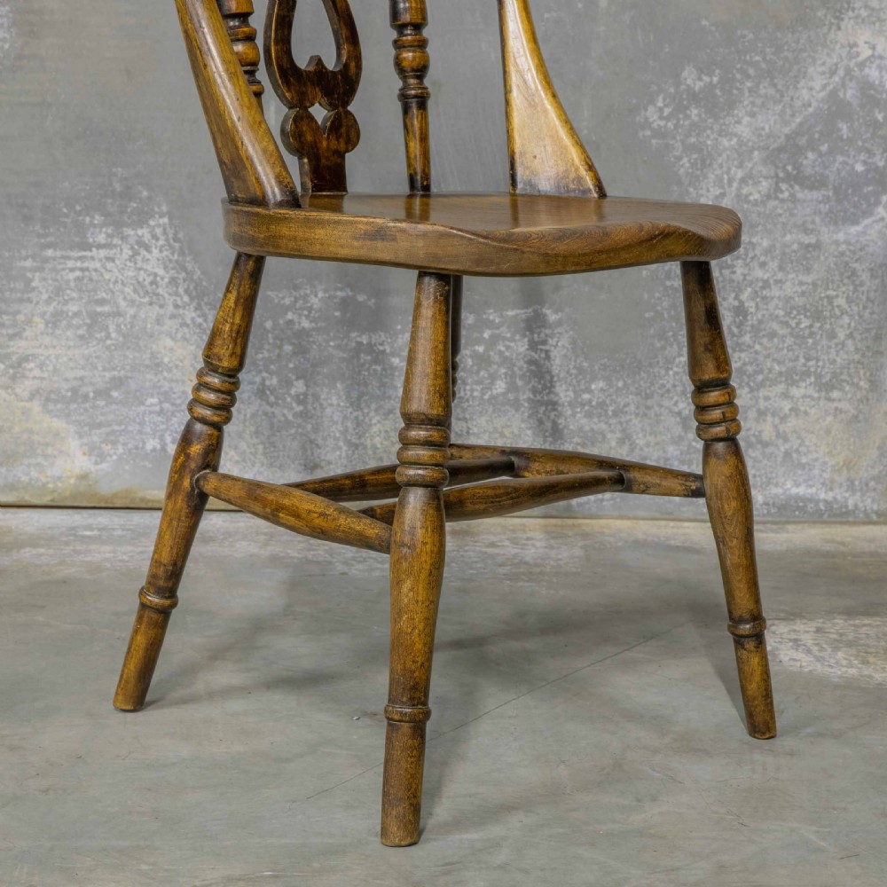 Set of Four Victorian Elm and Beech Kitchen Chairs View X