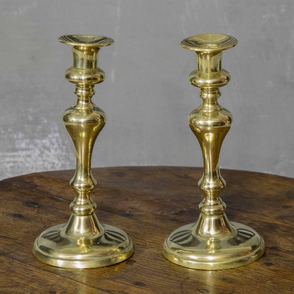 Pair of Early 19th Century Brass Candlesticks