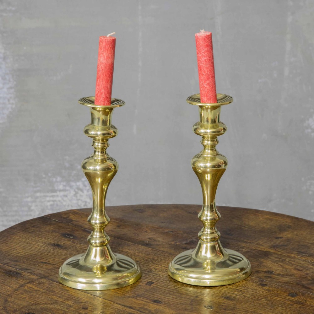 Pair of Early 19th Century Brass Candlesticks View II