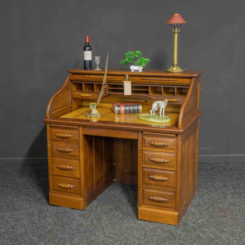 Small Edwardian Roll Top Desk View VII