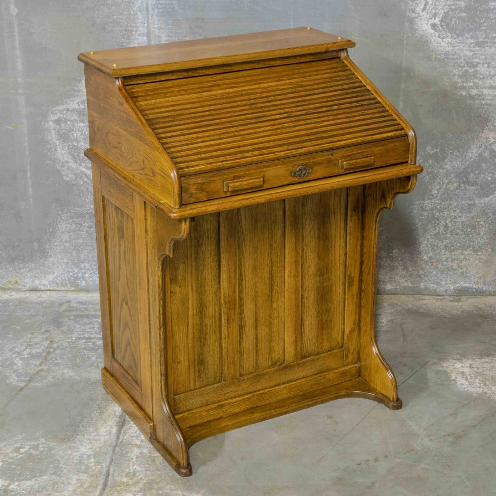 Small Edwardian Oak Desk View V