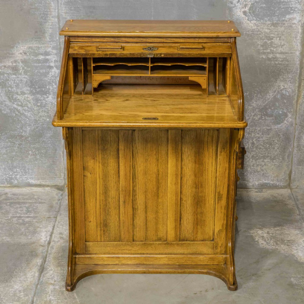 Small Edwardian Oak Desk View VII