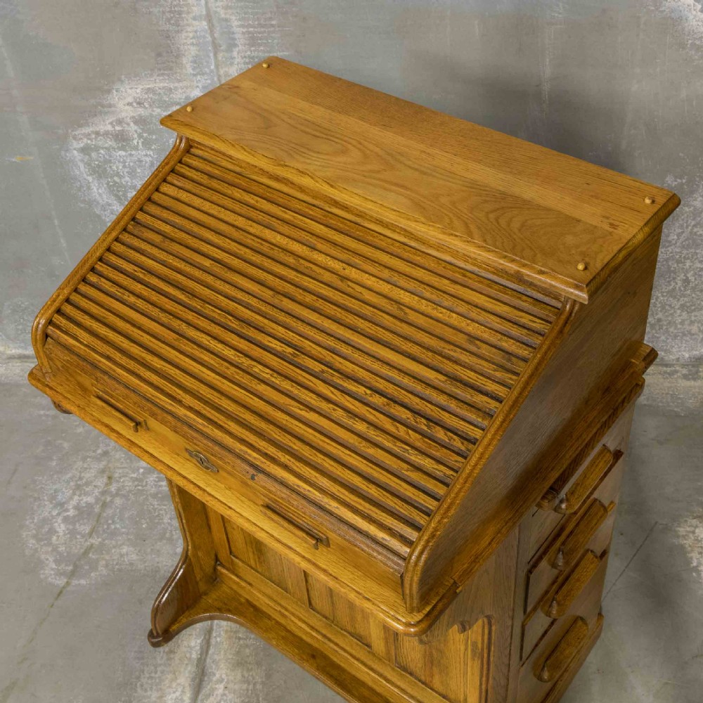 Small Edwardian Oak Desk View VIII