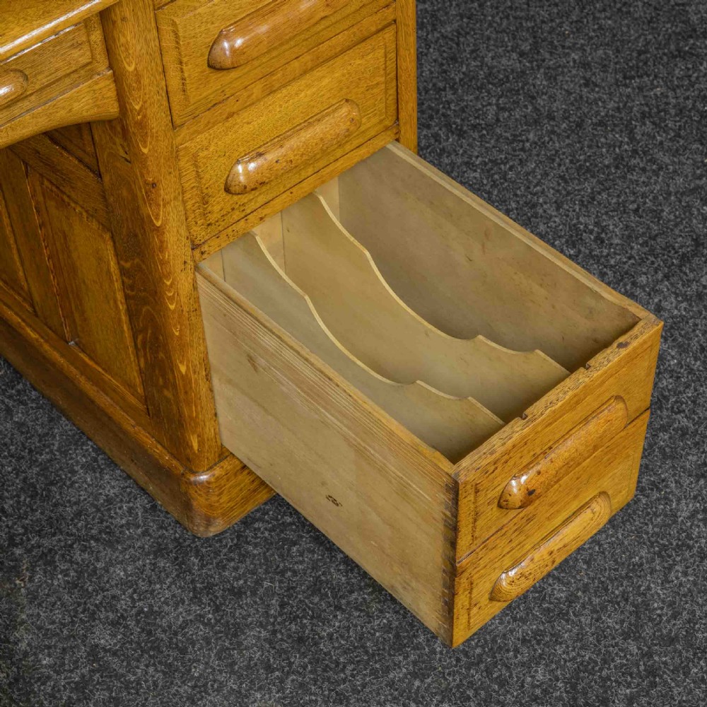 Edwardian Oak Roll Top Desk View XI