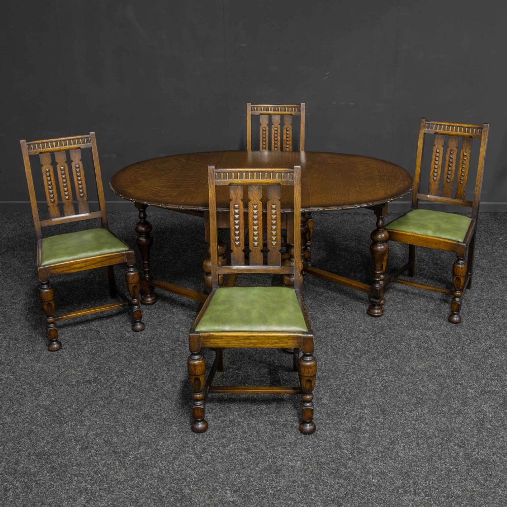 Oak Dining Set with Table and Four Chairs
