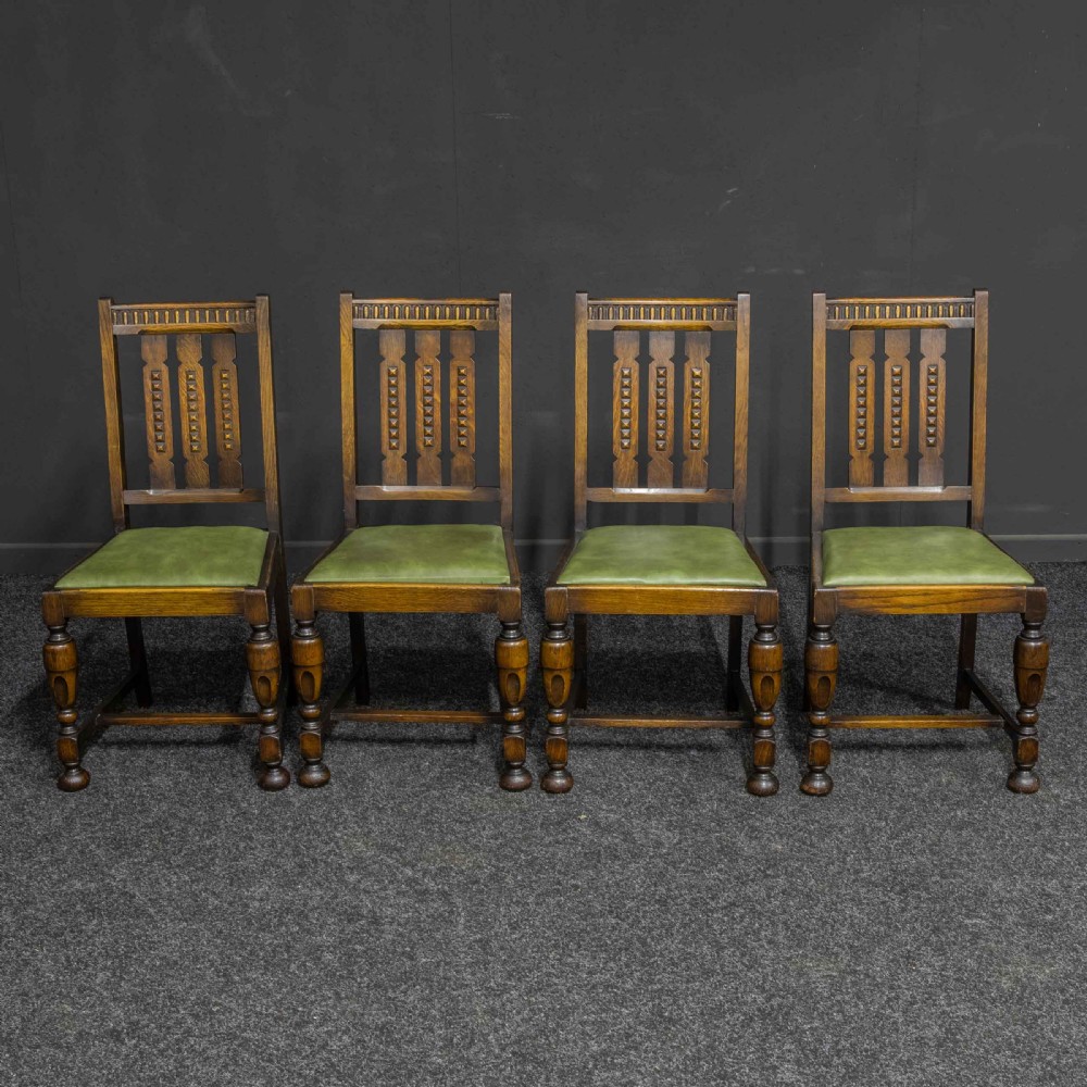 Oak Dining Set with Table and Four Chairs View II