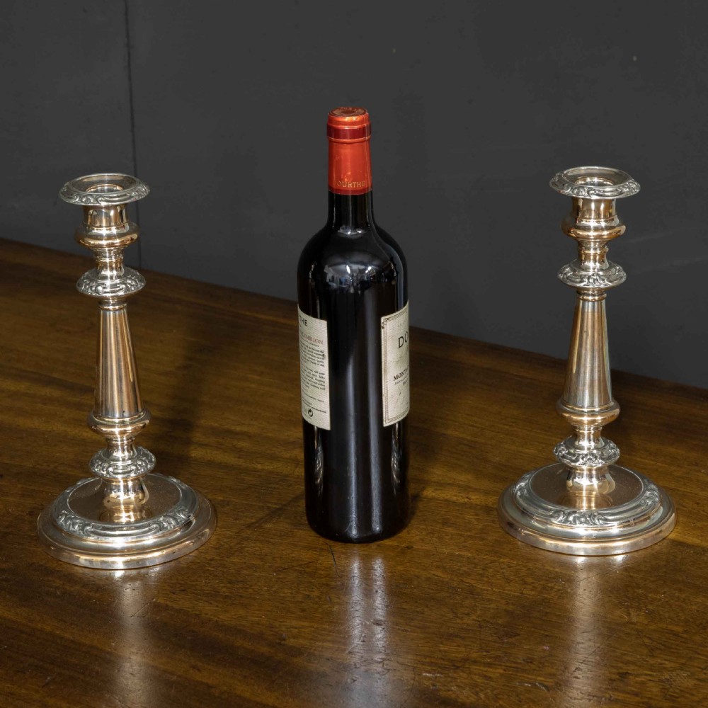 Victorian Sheffield Plate Candlesticks View II