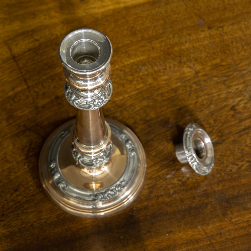 Victorian Sheffield Plate Candlesticks View V
