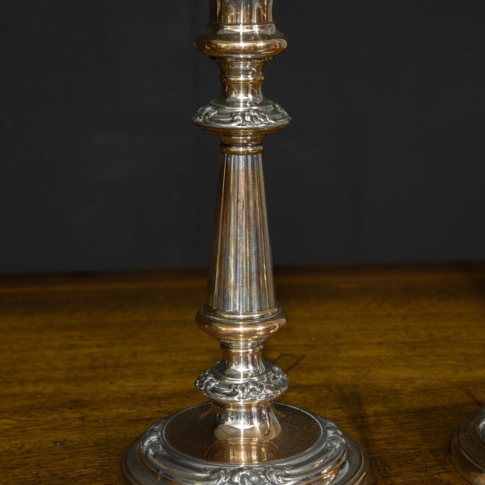 Victorian Sheffield Plate Candlesticks View IX