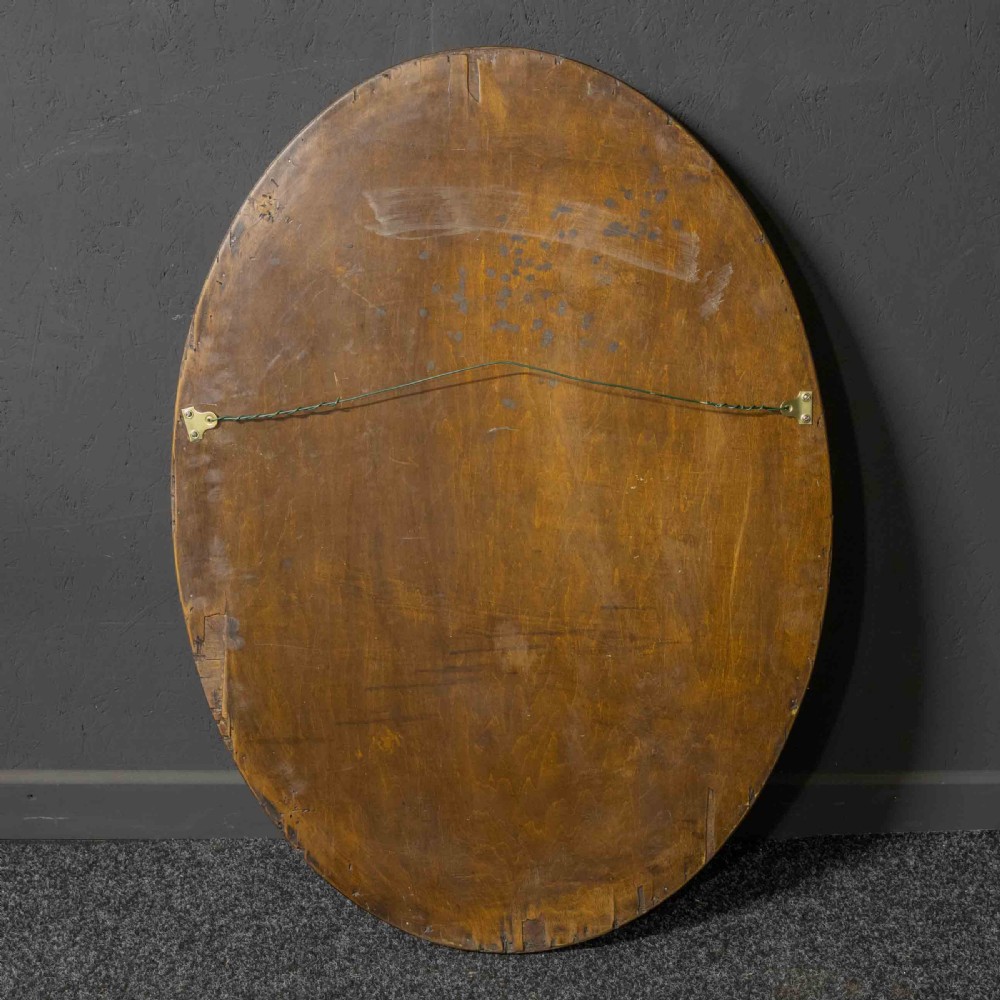 Large Early 20th Century Oval Oak Mirror View VII
