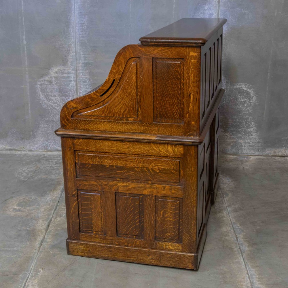 Edwardian Oak Autotype Roll Top Desk View XXII