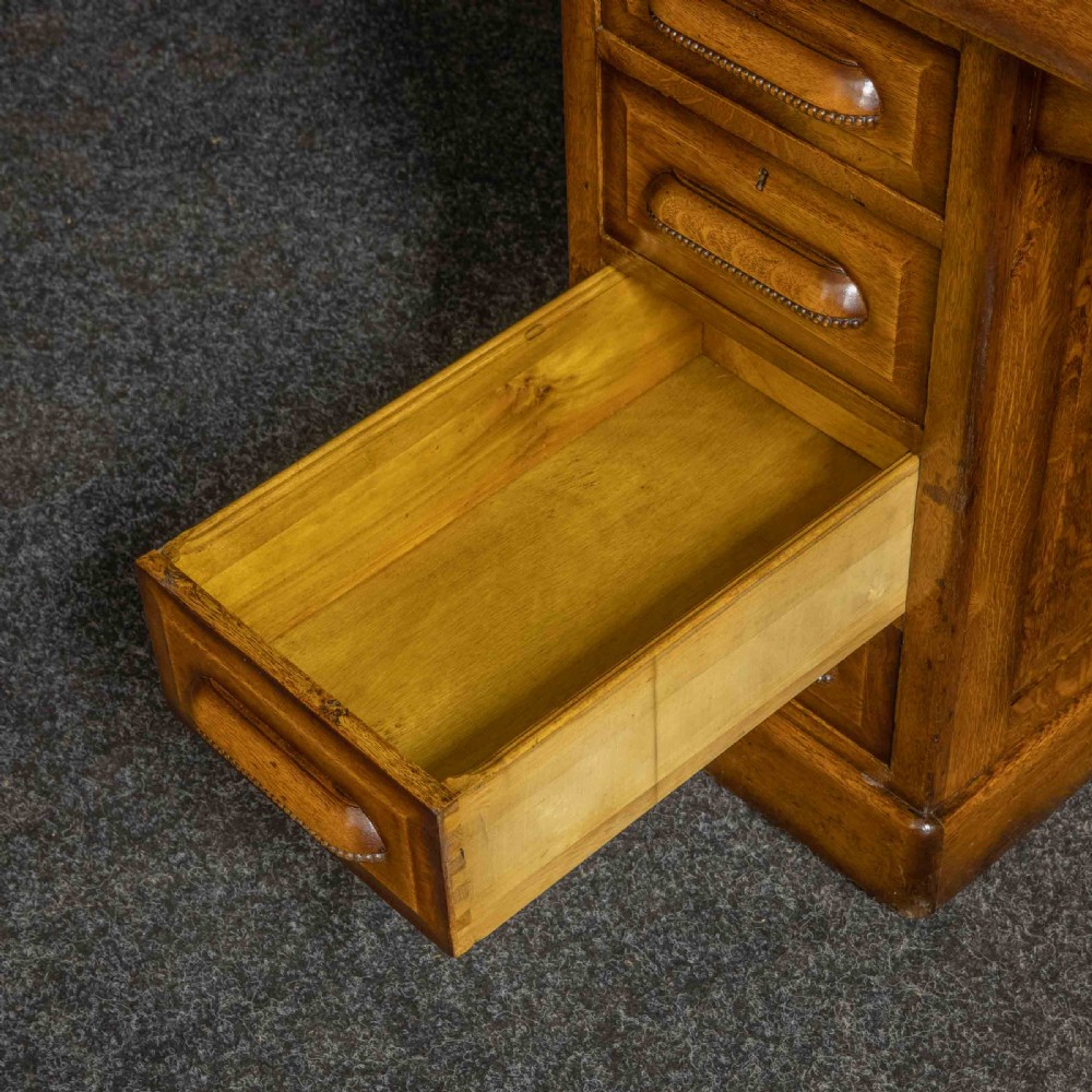 Edwardian Mid Oak Roll Top Desk View V
