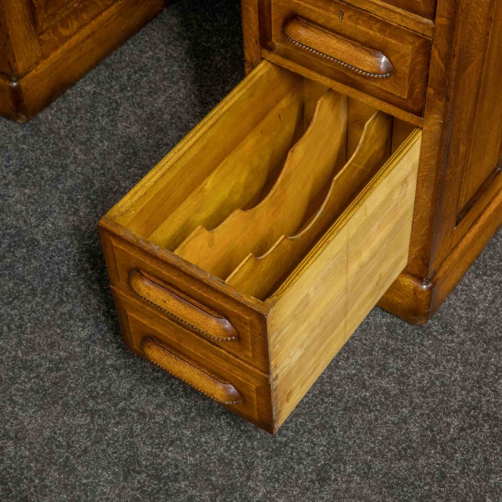 Edwardian Mid Oak Roll Top Desk View VII