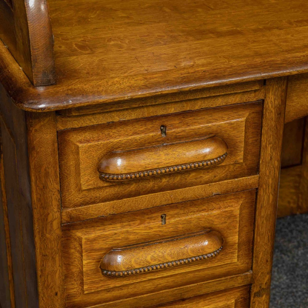 Edwardian Mid Oak Roll Top Desk View X