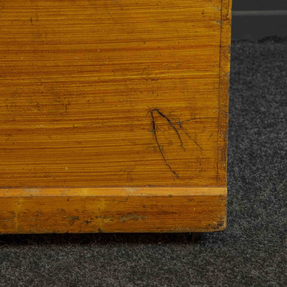 A Victorian pine storage box with a yellow-brown scrumbled painted finish, featuring the word HOPE on the lid and the year 1891 within an oval frame on the front. View XIII