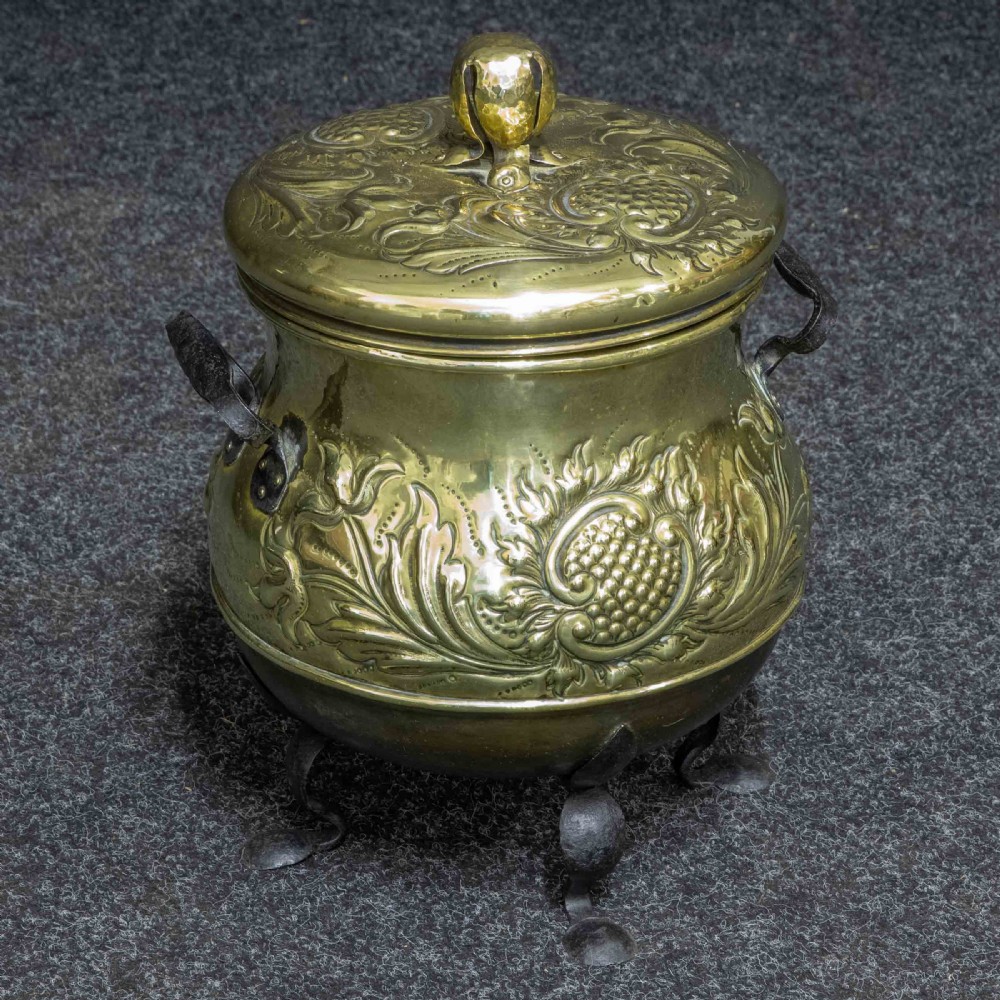 Arts and Crafts Brass Log Bin