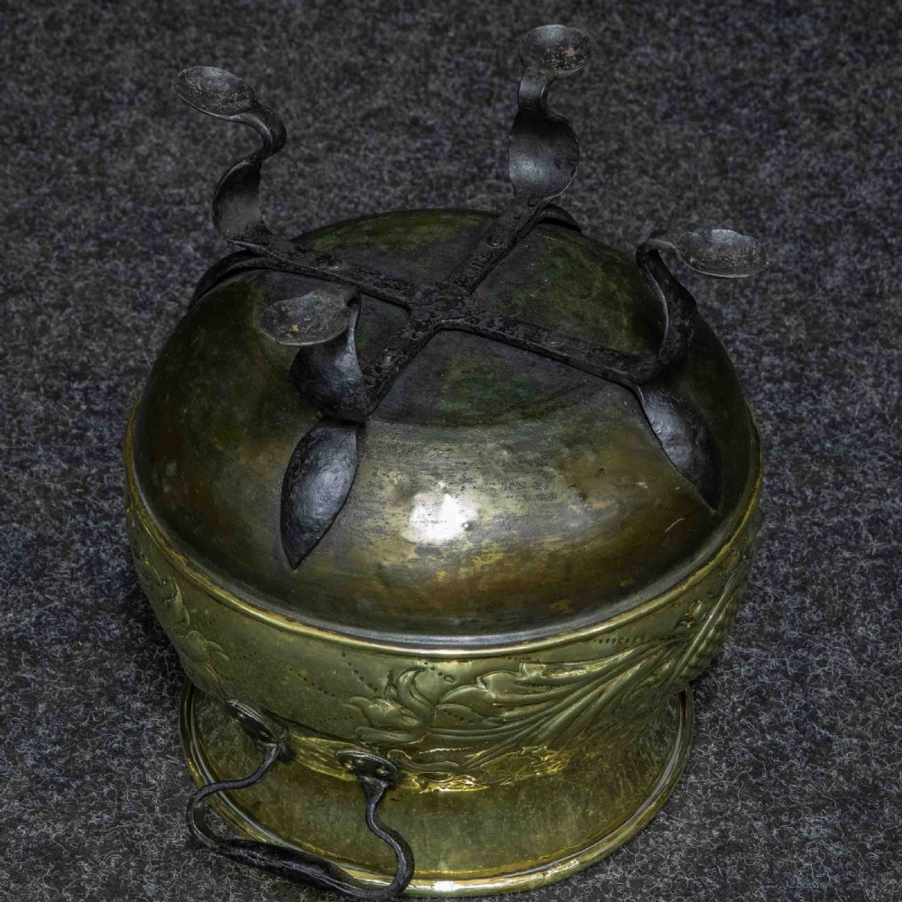 Arts and Crafts Brass Log Bin View X