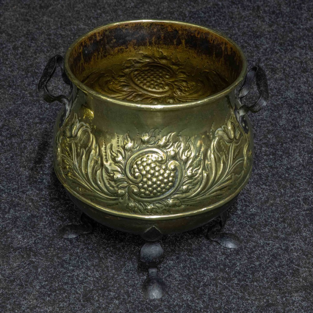 Arts and Crafts Brass Log Bin View XI
